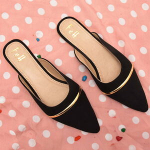 Black Mules with golden detailing