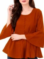 Rust Color Peplum Women Top