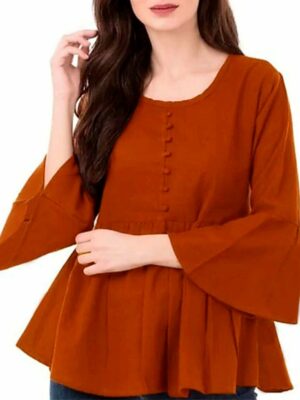 Rust Color Peplum Women Top