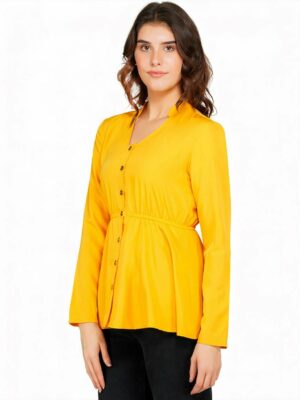 Golden Yellow Peplum Women Top