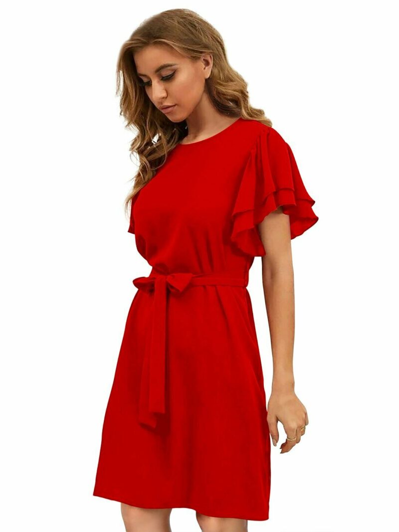 Red Fit and Flare Dress - Image 4