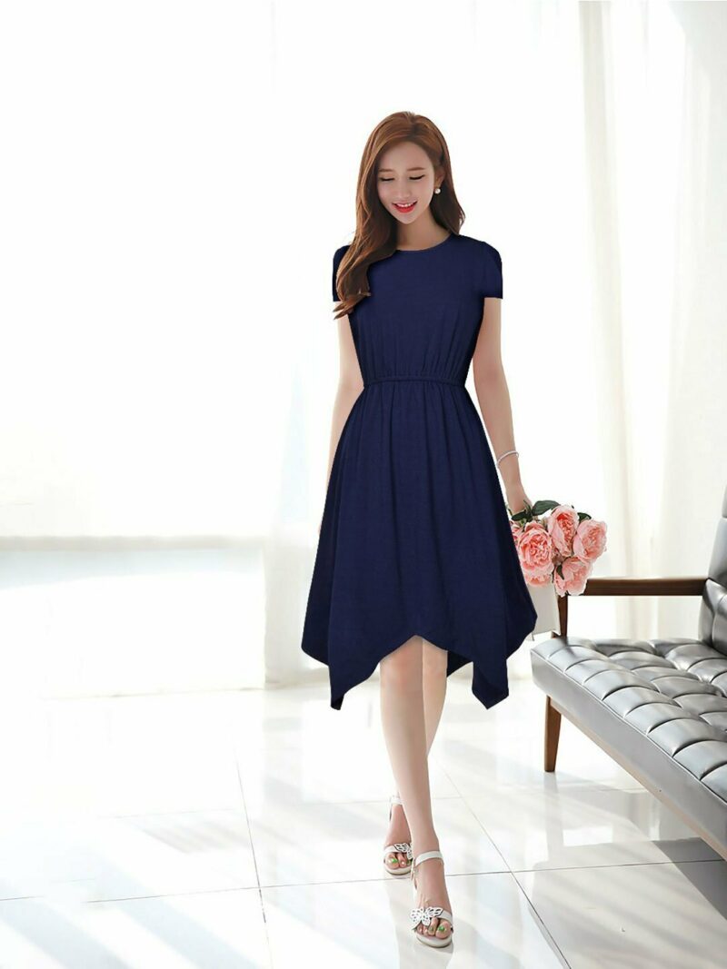 Navy Blue Asymmetric  Dress