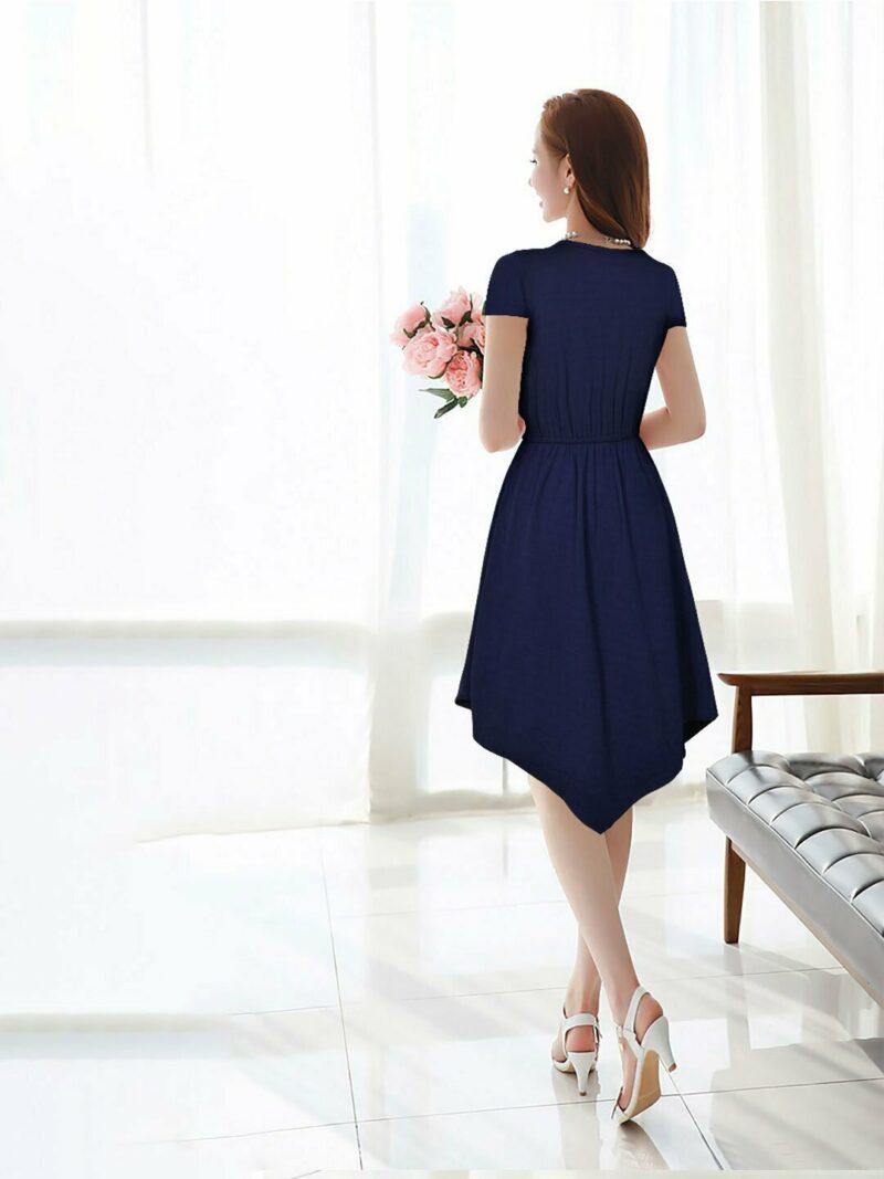Navy Blue Asymmetric  Dress - Image 2