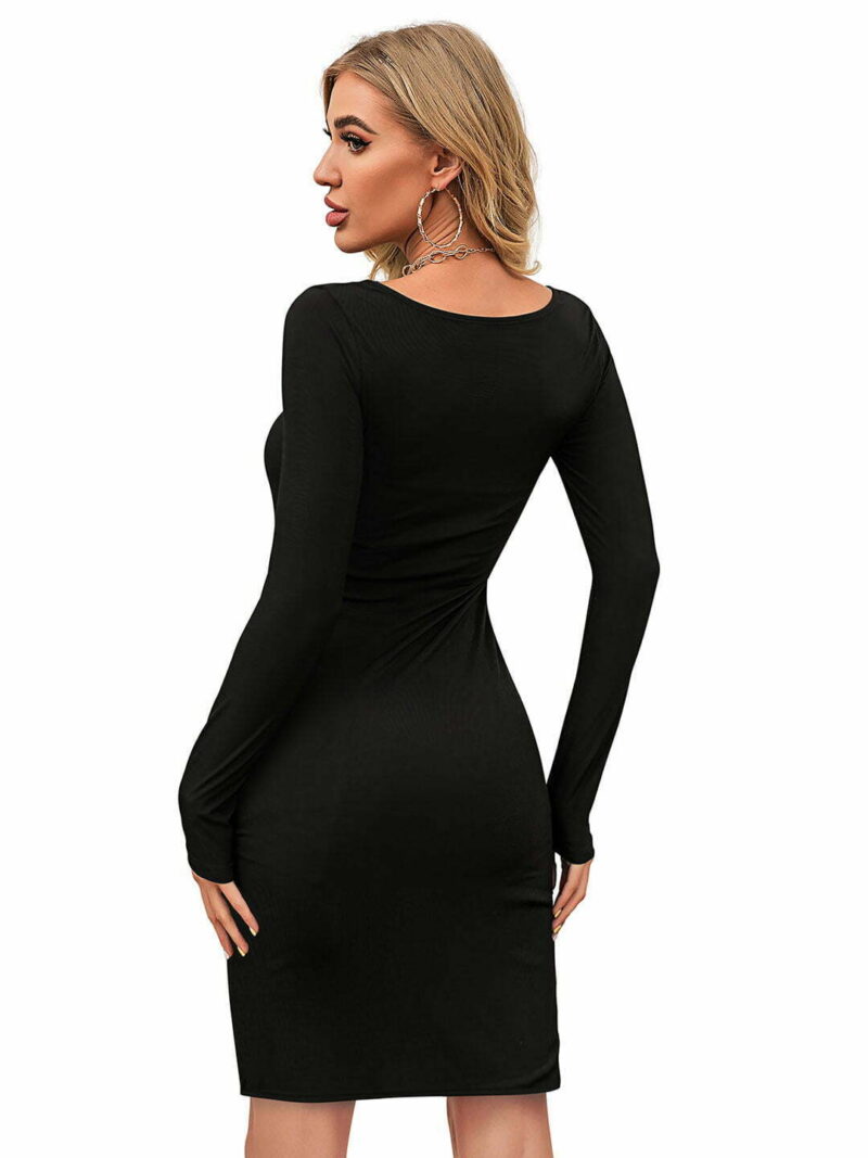 Solid Black Bodycon Dress - Image 4