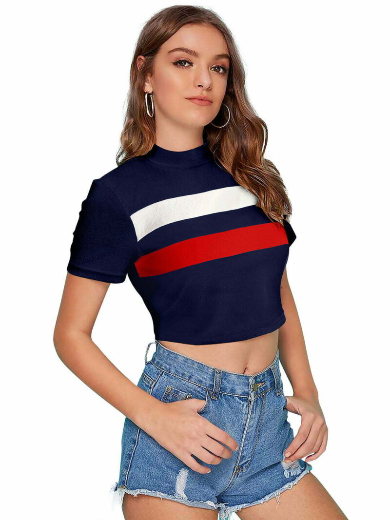 Women Solid Crop Top - Red - Image 5