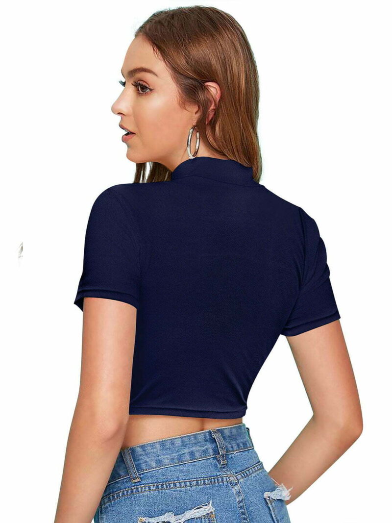 Women Solid Crop Top - Red - Image 6