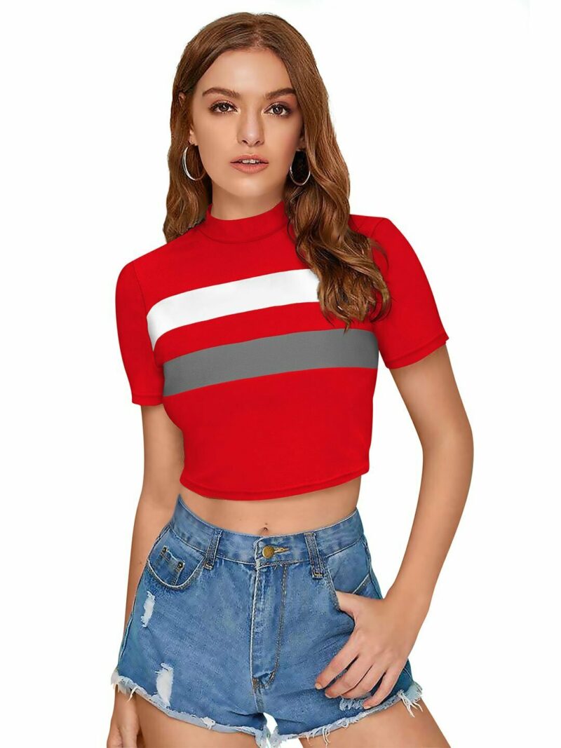 Women Solid Crop Top - Red