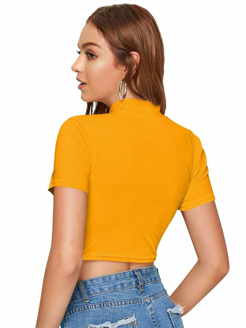 Women Solid Crop Top - Red - Image 9