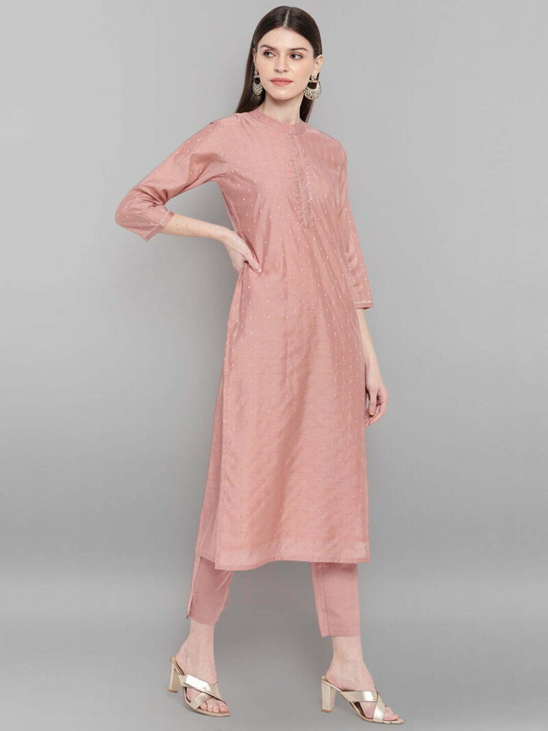 Women Rose Pink Kurta Set - Image 4