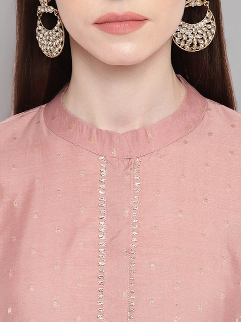Women Rose Pink Kurta Set - Image 6