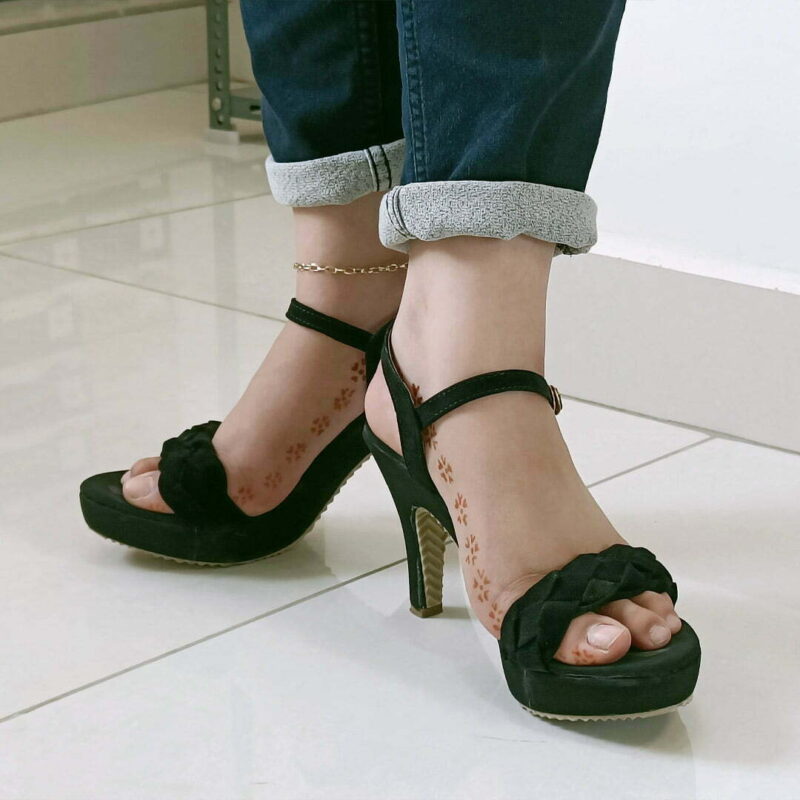 Women Black Suede Heels - Image 2