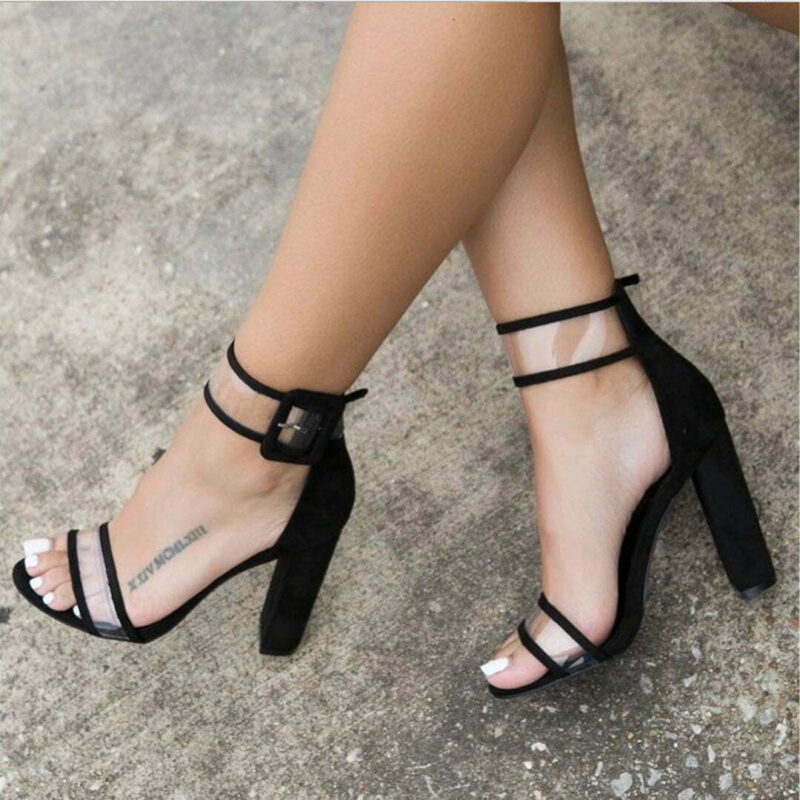 Women Black Open-Toe Heels - Image 4