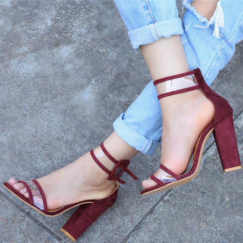 Women Red Open-Toe Heels