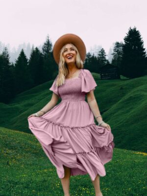 Women Solid Fit & Flare Midi dress