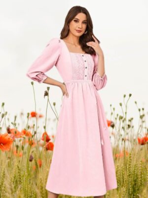 Women Solid Midi Dress
